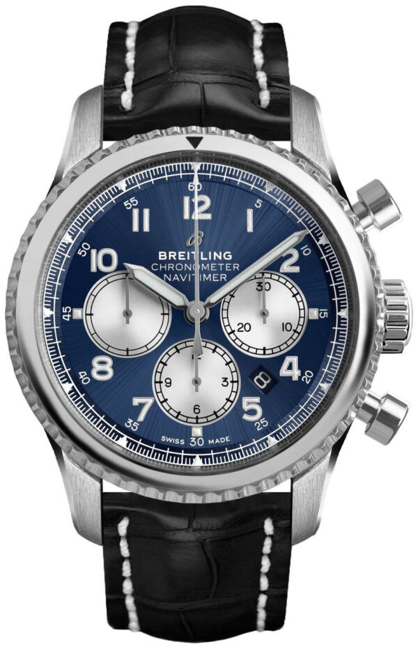 Breitling Herrklocka AB0117131C1P1 Navitimer Chronograph Blå/Läder