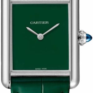 Cartier Damklocka WSTA0056 Tank Must De Grön/Läder