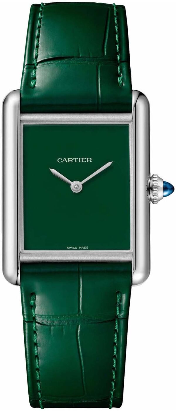 Cartier Damklocka WSTA0056 Tank Must De Grön/Läder
