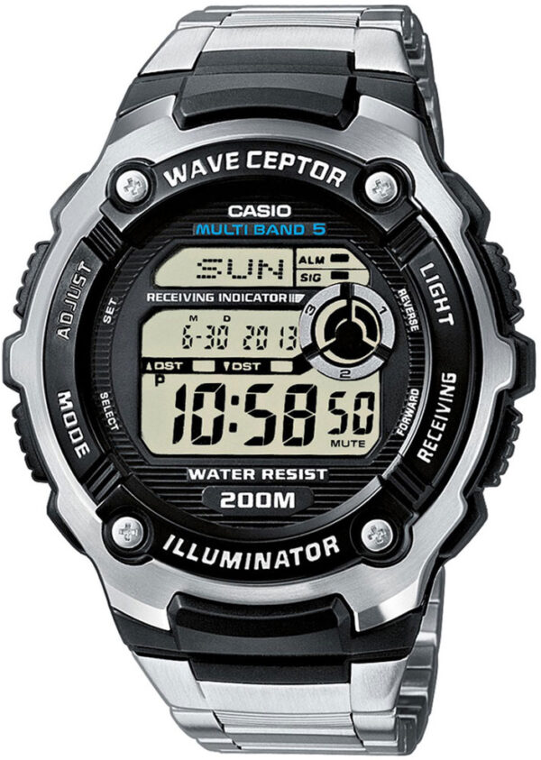 Casio Herrklocka WV-200RD-1AEF Wave Ceptor LCD/Stål Ø47.7 mm