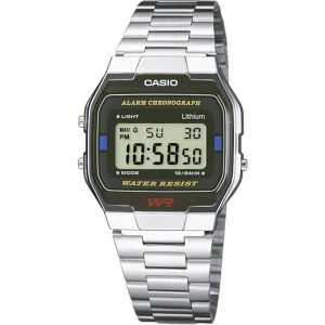 Casio Kronograf Armbandsur A163WA-1QES (L x B x H) 36.8 x 33 x 9.1 mm Silver Kapslingsmaterial=Rostfritt stål Material (Armband)=Rostfritt stål
