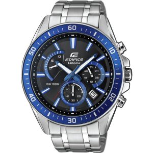 Casio Kronograf Armbandsur EFR-552D-1A2VUEF (L x B x H) 53 x 47 x 12.3 mm Silver-blå Kapslingsmaterial=Rostfritt stål Material (Armband)=Rostfritt stål